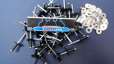 Vintage For Ski-doo Snowmobile Rivets 50 3/16 Black Large Head Rivets & Washers 