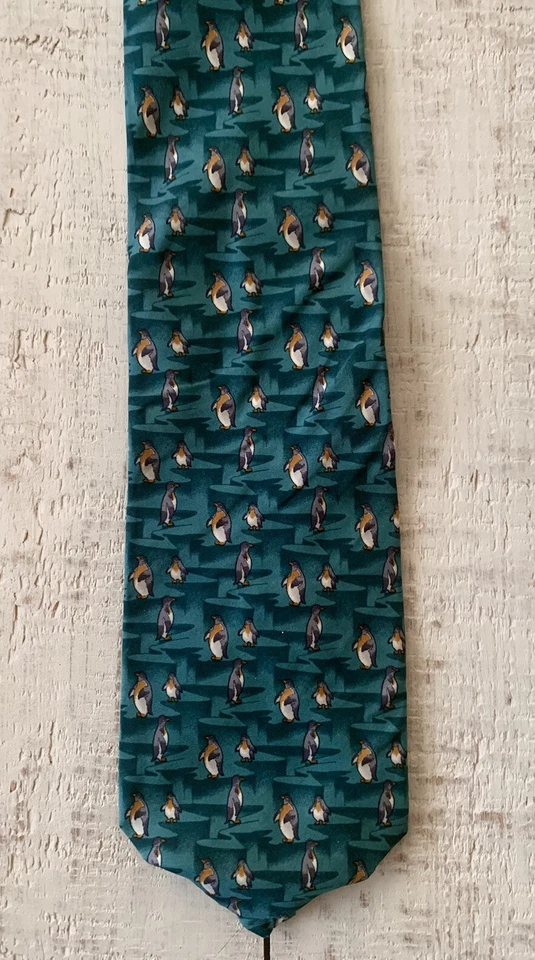 Beaufort Tie Rack King Penguin 100% Seda Itália Decote Bonito Envio RÁPIDO! - Imagem 2 de 4