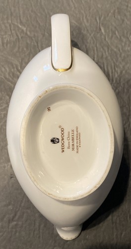 WEDGWOOD MIRABELLE GRAVY BOAT Floral Pattern Gold Rim 9” Long Vintage Piece - Picture 10 of 11