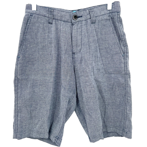 TOMMY BAHAMA Men's 28 Blue Linen Blend Flat-Front 12" Bermuda-Length Shorts NWT - Picture 2 of 9