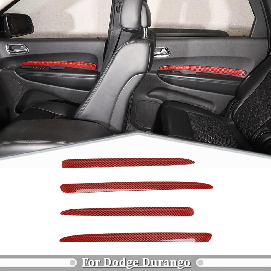 For 2011-2024 Dodge Durango Red Carbon Fiber Inner Window Door Panel Cover Trim