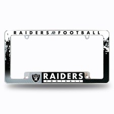 Oakland Las Vegas Raiders Chrome All Over Premium License Plate Frame Cover Nwt