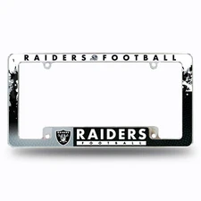 Oakland Las Vegas Raiders Chrome ALL OVER Premium License Plate Frame Cover NWT