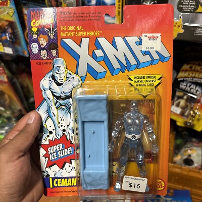 1993 THE UNCANNY X-MEN ICEMAN ACTION FIGURE WITH SUPER ICE SLIDE & TRADING CARD