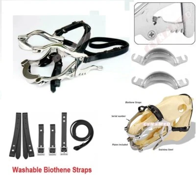 CYNAMED Equine Dental Speculum Horse Mouth Gag Stainless Steel Leather McPherson