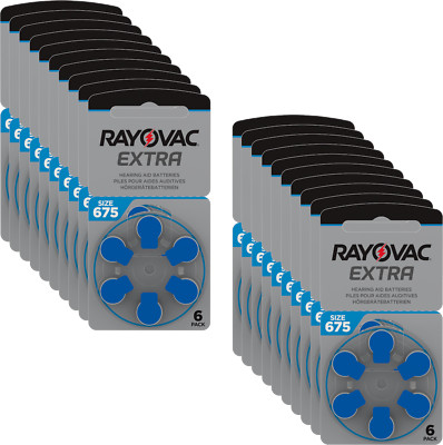 120 x Rayovac Extra Advanced Hearing Aid Batteries 675 Blue 675AUN-6XEMF 20 B...
