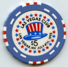  5 Las Vegas Club July 4th LE Chip Downtown Las Vegas 1995 Obsolete