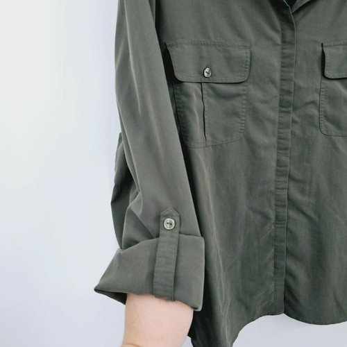 Chicos seidig weich klassisch Knopfleiste Hemd 3 XL 16 Armee olivgrün Riegelärmel - Bild 5 von 13