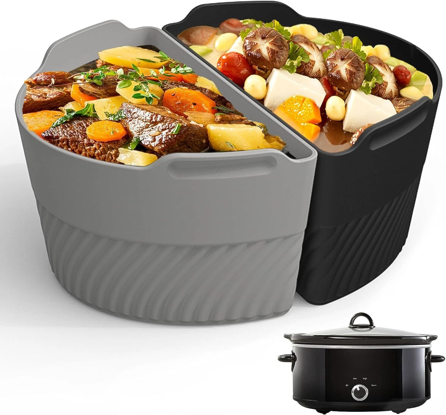 Silicone Slow Cooker Liners Compatible with Crock Pot 6-8Qt,Slow Cooker Divider