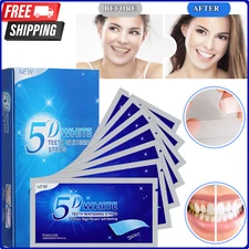 5D TEETH WHITENING STRIPS BLEACH DENTAL STRENGTH PRO SAFE WHITE TOOTH CLEAN GEL