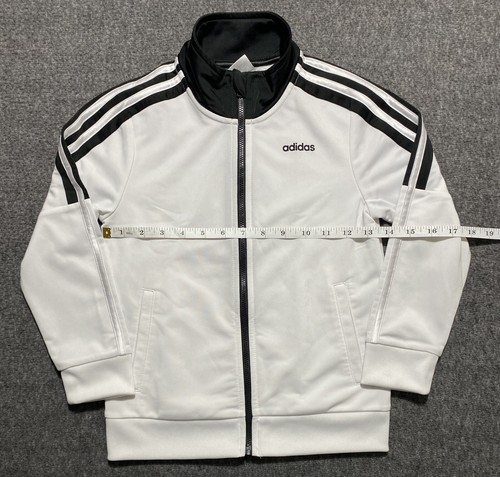 ADIDAS Essential 3-Stripes White & Black Warm-Up Track Jacket TODDLER BOYS Sz 6 - Picture 4 of 7