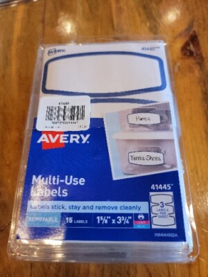 6pks Avery Removable Multi-Use Labels, Print or Write 3 1/4'' 1 5/8'' 5 Sheets
