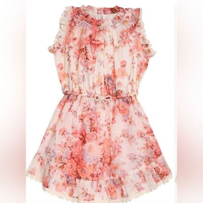 Zimmermann Devi Flip Floral Ruffle Dress Girls Size