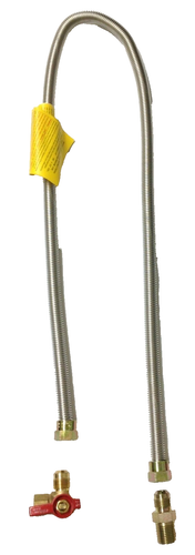 Gas Appliances Hook Up Brass Valve w Flexible 48" Stainless Steel Connector Hose - Picture 3 of 4