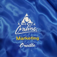 America Online AOL 90s Employee Nylon Jacket Large Marketing Orville Dave Blue