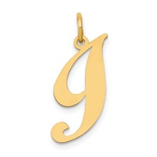14K Yellow Gold Medium Fancy Script Initial I Charm