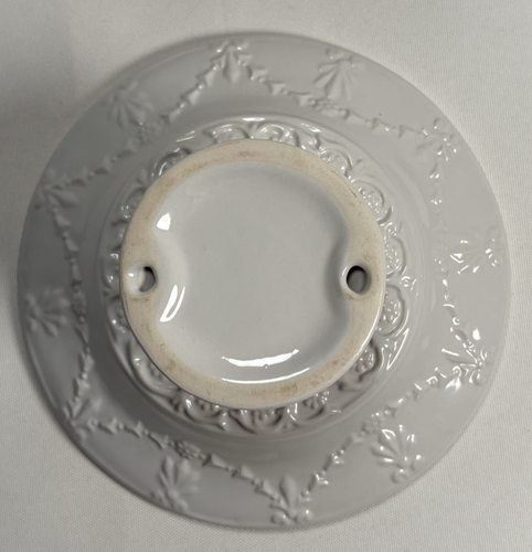 Embossed White 8" Ceramic Pedestal Cake Cupcake Dessert Candy Fruit Stand 4" H - Picture 8 of 13