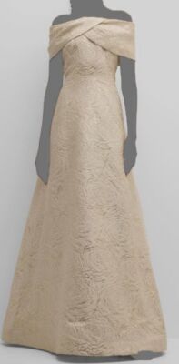 Rickie Freeman by Teri Jon Women's Beige Floral Off-Shoulder Dress Plus Size 18