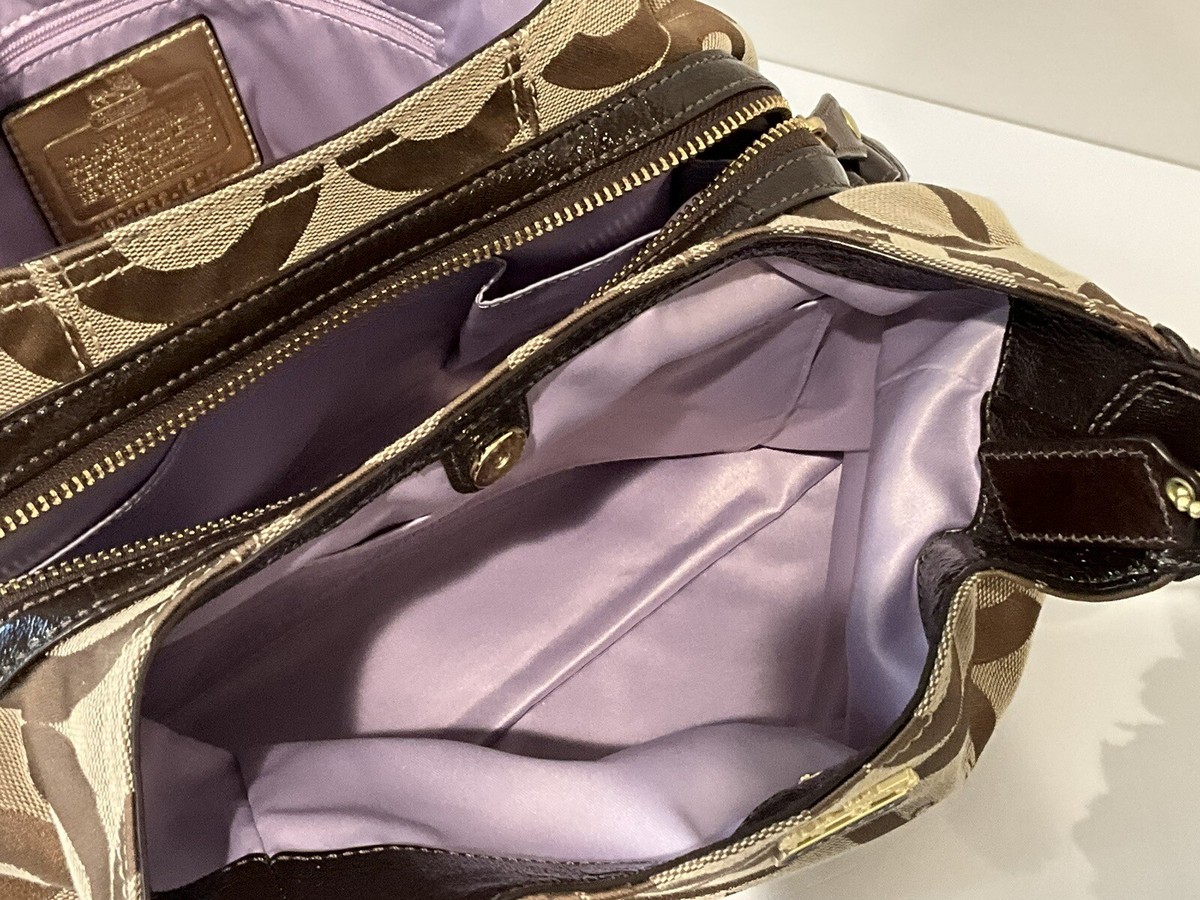 COACH OP ART Brown Hobo Shoulder Bag Purse Dbl Handle Vintage W 
