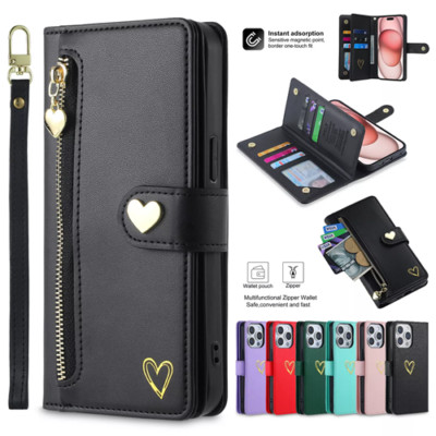 Für iPhone 16 Plus 15 14 13 Pro Max 12 11 Leder Karten Wallet Case Flip Cover