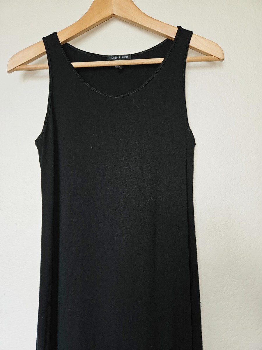 Eileen Fisher System Viscose Jersey Tank Dress Size XS Black | eBay