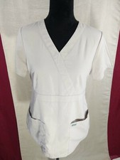 Women's Grey  s Anatomy Beige Size M Scrub V-Neck Top With Pockets
