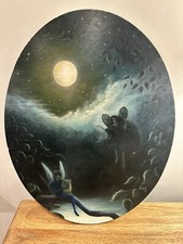   Lunar Whispers  Fairy art. Original Oil 20  Long. Painting Ruth  04