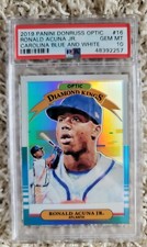 🔥2019 Donruss Optic Ronald Acuna Jr DK Carolina Blue & White Holo PSA 10 Pop 1