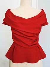 Christian Dior sz 36 38 4 6 Off Shoulder Red Silk Peplum Bar Jacket Blazer Outer