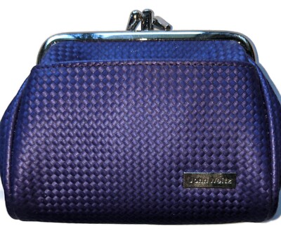 Ladies John Weitz Triple Frame Genuine Leather Coin Purse, Purple