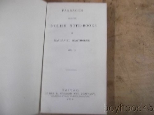 Passage From the English Note-Books of Nathaniel Hawthorne-1871-VOL. II ONLY - Picture 5 of 8