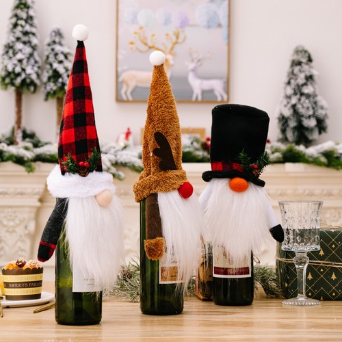 3 Pcs Elchweinflaschendekoration Ältere Weihnachtliche Flaschenabdeckungen - Bild 2 von 12
