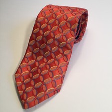 Tommy Hilfiger Mens Neck Tie 100% Silk Crest Orange USA Made Modern Retro Design