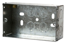 2 Gang Metal Back Box 45mm Deep Flush Mount Pattress Box