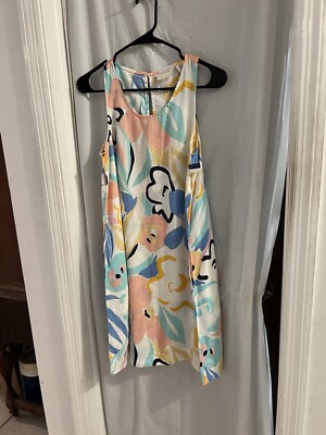 Rachel Zoe Linen Multicolor Tropical Print Tank Shift Dress Sz Xs NWT Resort 