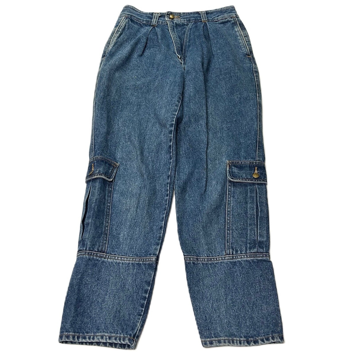 Vtg Unionbay Womens Cargo Jeans Sz 11 High Rise Baggy Tapered