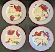 Rosanna/The Red Hat Society/Collectable Set/4 Plates /8 in. round/Excellent Cond