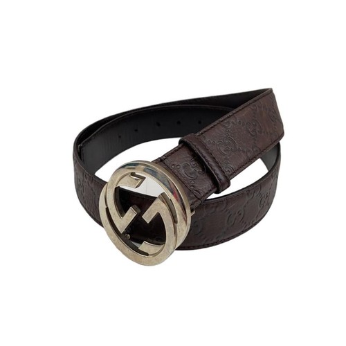 Used GUCCI◆Belt/Leather/BRW/Ladies/114984・525040・95・38//