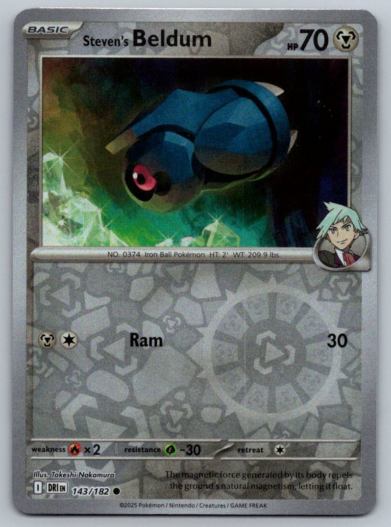 Steven's Beldum 143/182 Common Destined Rivals Pokemon Reverse Holo Near Mint