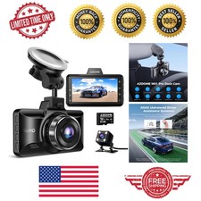 M01 Dual Dash Cam with 1080P Resolution  64GB Card - Front and Rear Recording