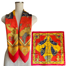 HERMES Carre90 "LES BISSONE DE VENISE" 100 Silk Scarf Vintage Rare Cleaned