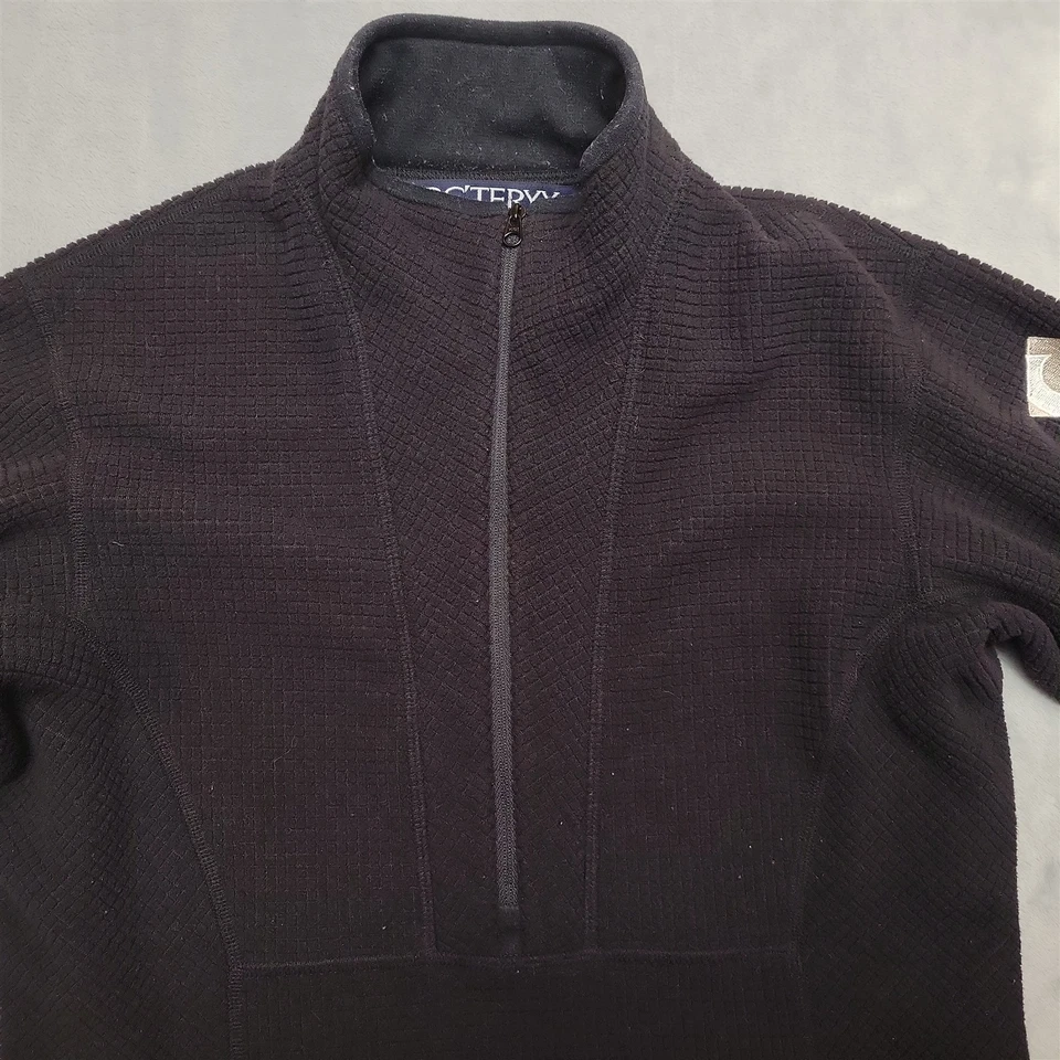 Chaqueta De Colección Arcteryx Para Mujer Mediana Negra Polartec Media Cremallera Rejilla Waffle Polar Foto 3 de 4