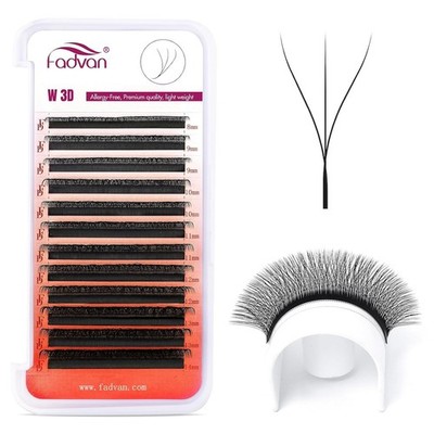 Wimpernextensions 3D W-Form Volumen 0,07D Curl Mix 8-14mm  Adhesive Lashes