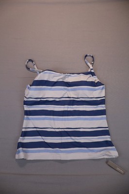 Haven Well Within Women's Blue Striped Sleeveless Padded Tankini Swim Top Size L
