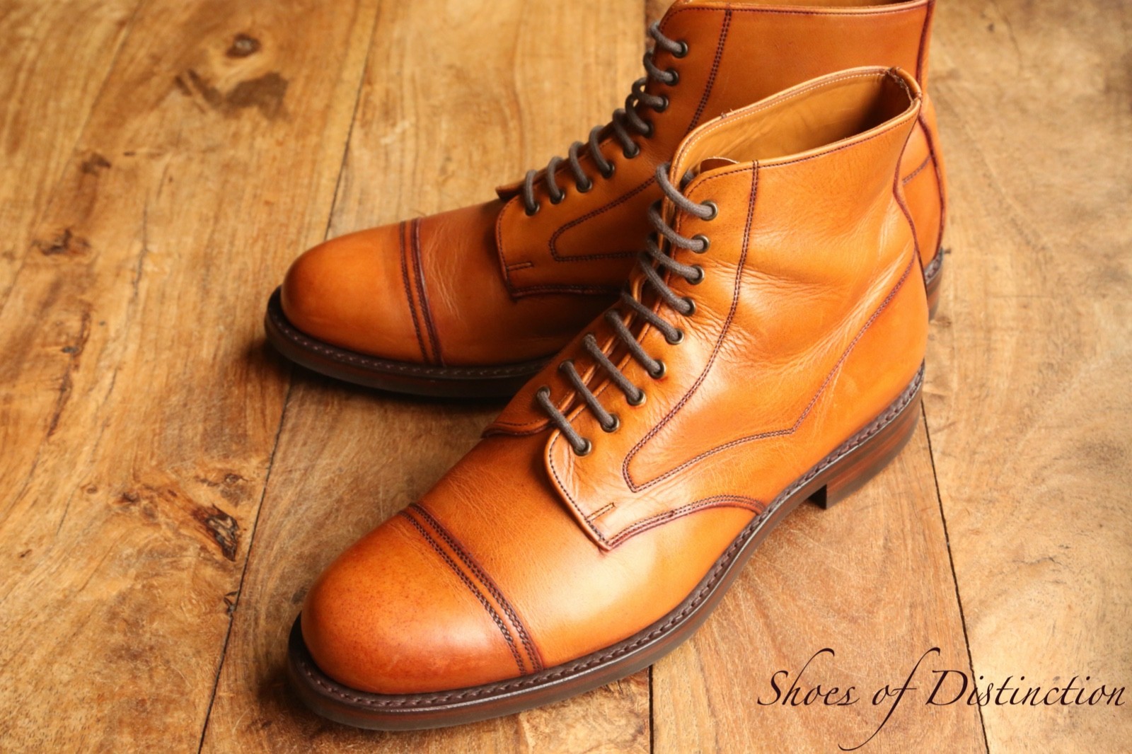 Joseph Cheaney Jarrow Tan Brown Leather Derby Boots Mens UK 10 F US 11 EU 44
