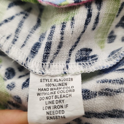 Cárdigan hawaiano vintage para mujer PL grande pequeño 100 % lino estampado de cebra hibisco - Imagen 16 de 16