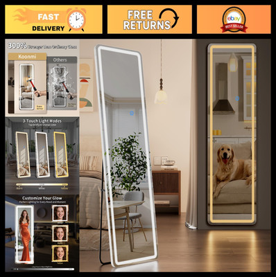 LED Full Length Mirror 56''x20'' with Dimming & 3 Color Lighting - Lighted Floor M