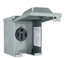 50 Amp 125/250 Volt Rv Power Outlet Box Enclosed Lockable Weatherproof Outdoor E