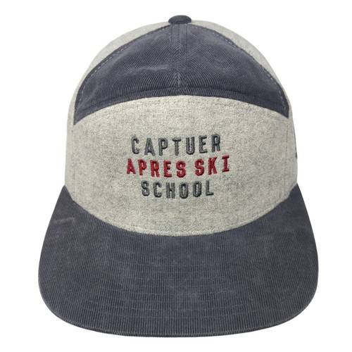 Captuer Apres Ski School 5 Panel Cap Gray One Size Adjustable Embroidered
