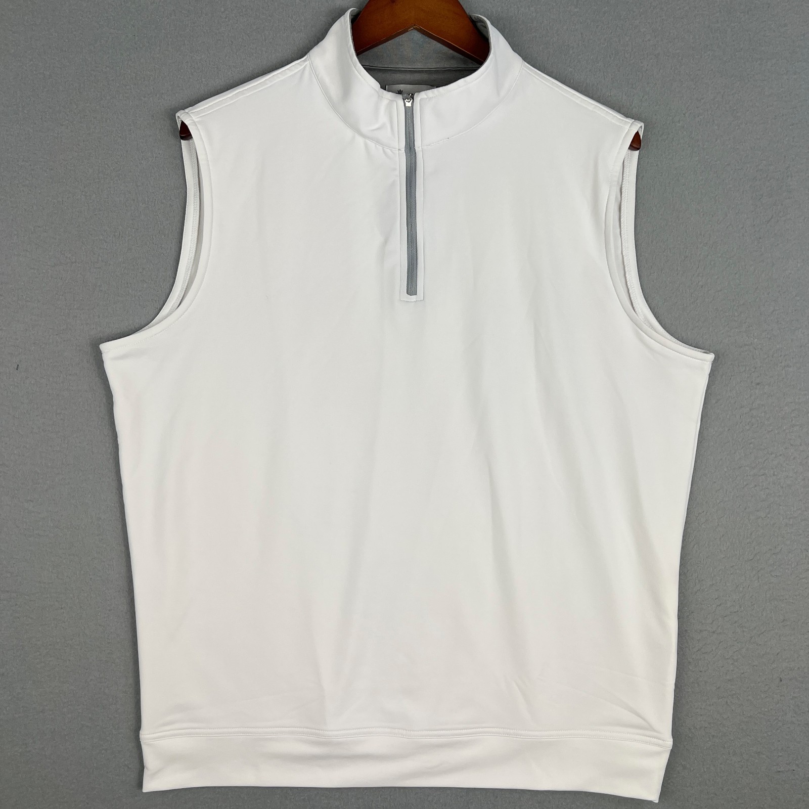 Peter Millar Galway Performance 1/4 Zip Vest Mens L Golf Stretch White Preppy